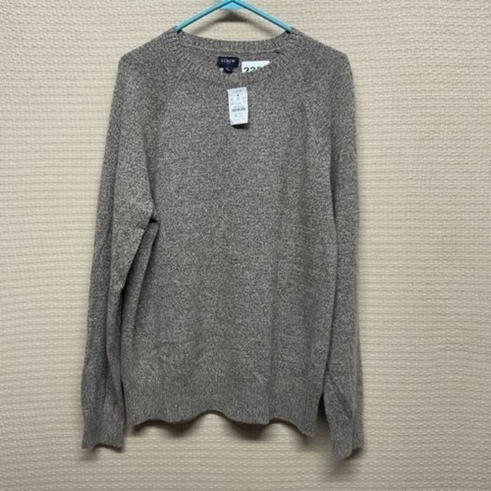 NWT J. Crew Oatmeal Gray‎ Knit CrewNeck Sweater Men L China Polyamide/Lambs Wool
